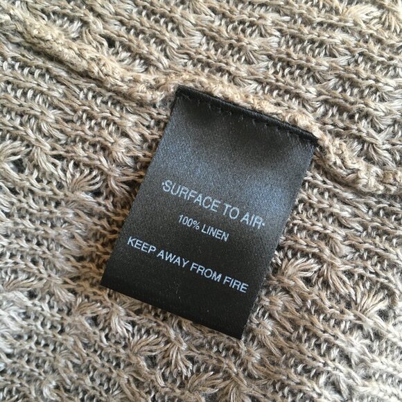 Surface to Air 100% Linen Taupe Knit Raglan Sweater - Picture 5 of 5